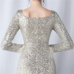 Ostrich Feather Sequin Maxi Dress