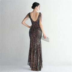 Sequin Fringe Maxi Dress