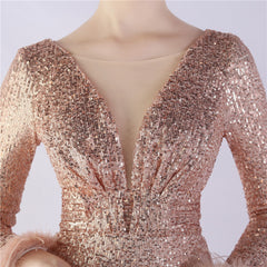 Ostrich Feather Sequin Maxi Dress