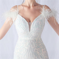 Ostrich Feather Sequined Maxi Dress