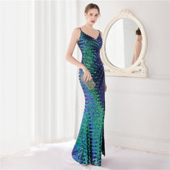 Sequined Fishtail Maxi Dress