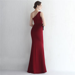 One-Shoulder Asymmetric Split Maxi Dress