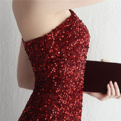 One-Shoulder Sequined Fishtail Split Maxi Dress