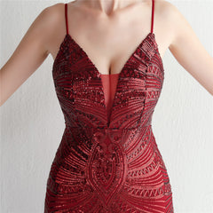 V-Neck Sequin Lace Maxi Dress