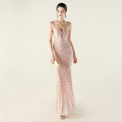 Beaded Embroidery Sequined Maxi Dress