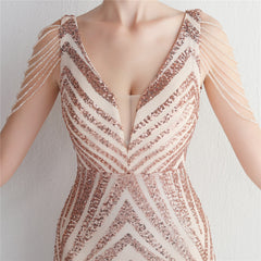 Sequined V-Neck Slim Maxi Dress