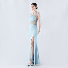 Embroidered Sheer Mesh Maxi Dress