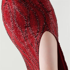 Sequined Heart-Collar Maxi Dress