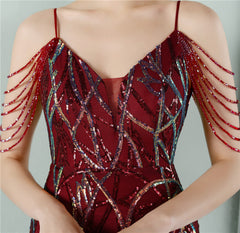 Sequin Lace Fishtail Maxi Dress