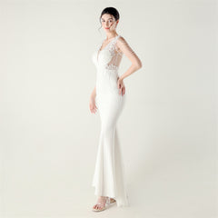 Beaded 3D Appliqué Evening Dress