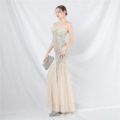 Ostrich Feather Sequined Maxi Dress