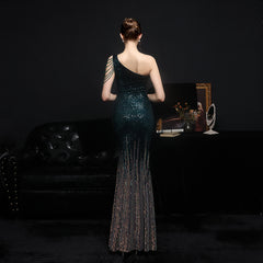 Sequined Rhinestone Evening Gown