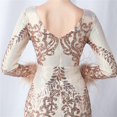 Sequin Long-Sleeve Bodycon Dress