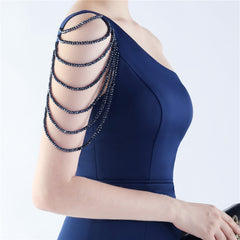 Beaded One-Shoulder Maxi Dress