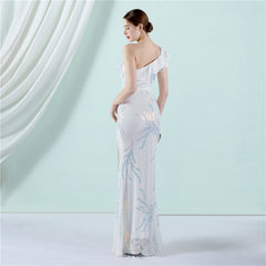 One-Shoulder Sequin Maxi Dress