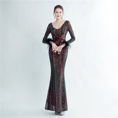 Sequin Feather Maxi Dress