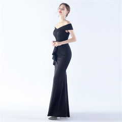 Off-Shoulder Maxi Split Dress