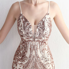 Sequined V-Neck Maxi Dress