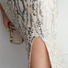 Sequined Fishtail Maxi Dress