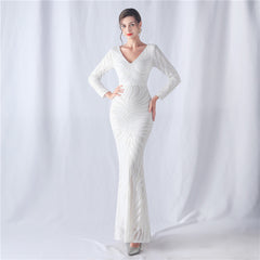 Sequined V-Neck Maxi Dress