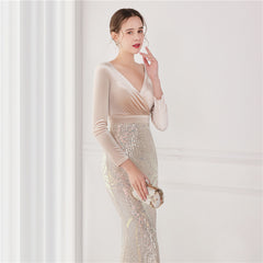 Sequin Fishtail Maxi Dress