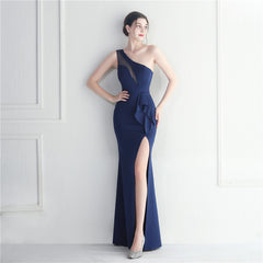 Ruffled One-Shoulder Maxi Dress