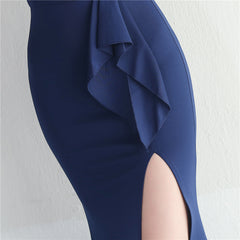 Ruffled One-Shoulder Maxi Dress