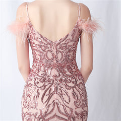 Ostrich Feather Sequined Maxi Dress