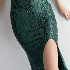 Sequined Fishtail Maxi Dress