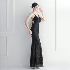 Crisscross Backless Sequined Maxi Dress