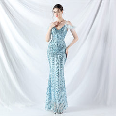 Sequin V-Neck Maxi Dress