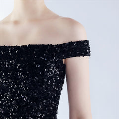 Off-Shoulder Sequin Split Maxi Dress