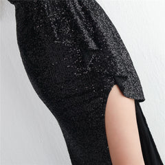 Elegant Sequined Fishtail Maxi Dress