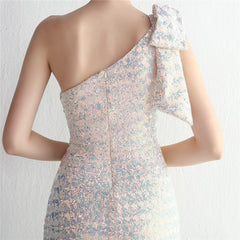 Sequined One-Shoulder Fishtail Maxi Dress