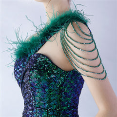 One-Shoulder Sequin Maxi Dress