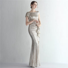 Sequined Split Fishtail Maxi Dress
