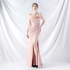 Strapless Slit Maxi Dress
