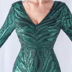 Sequined V-Neck Maxi Dress