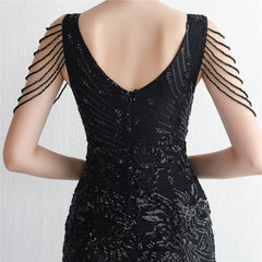 Sequined Beaded Fishtail Maxi Dress