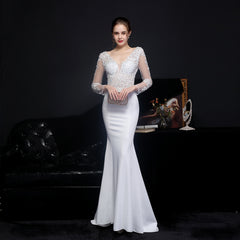 Elegant Lace Diamond Fishtail Dress