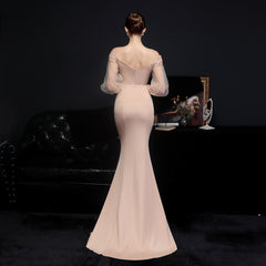 Lace Rhinestone Fishtail Maxi Dress