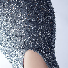 Ostrich Feather One-Shoulder Sequined Maxi Dress