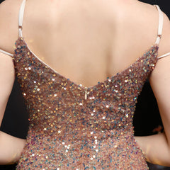 Sequined V-Neck A-Line Dress