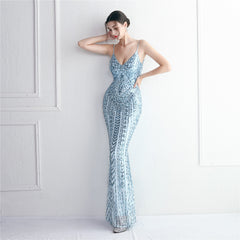 Sequined Fringed Fishtail Maxi Dress