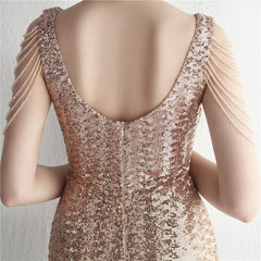 Sequined V-Neck Fishtail Maxi Dress