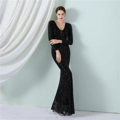 Sequined Fishtail Maxi Dress