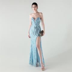 Sequined Heart-Collar Maxi Dress