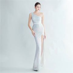 One-Shoulder Sequin Maxi Dress