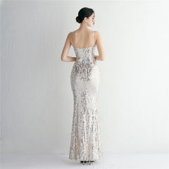 Sequined Fishtail Maxi Dress