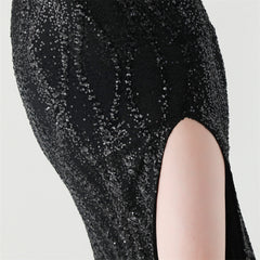 Sequined Heart-Collar Maxi Dress